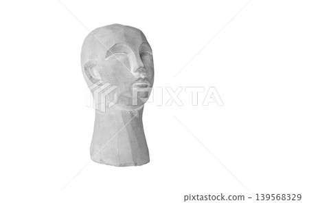 plaster head gray for decoration on an isolated white background plaster head gray for decoration on an isolated white background 139568329