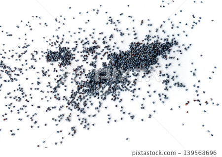 Poppy Seed Isolated, Blue Poppyseed Pile Poppy Seed Isolated, Blue Poppyseed Pile 139568696