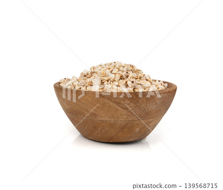 Puffed buckwheat isolated, crispy cereal breakfast, ancient healthy food Puffed buckwheat isolated, crispy cereal breakfast, ancient healthy food 139568715