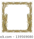 Watercolor rustic square frame of hay, forming wreath. Natural organic texture with a soft vintage feel, ideal for Easter designs, branding, invitations, packaging, and seasonal stationery 139569080