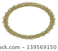 Watercolor rustic oval frame of hay, forming wreath. Natural organic texture with a soft vintage feel, ideal for Easter designs, branding, invitations, packaging, and seasonal stationery. 139569150