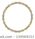 Watercolor rustic circle frame of hay, forming wreath. Natural organic texture with a soft vintage feel, ideal for Easter designs, branding, invitations, packaging, and seasonal stationery. 139569151