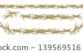 Seamless watercolor grass border set with natural hay and straw elements. Rustic organic horizontal frames with light airy texture, perfect for invitations, packaging, branding, textile design, and ec 139569516