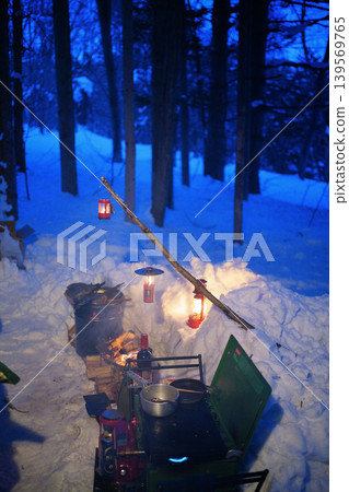 Winter Camping (Snow Camping) in Akabira City, Hokkaido Winter Camping (Snow Camping) in Akabira City, Hokkaido 139569765