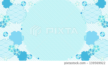 Cool summer colors, 16:9 aspect ratio Japanese-style background Cool summer colors, 16:9 aspect ratio Japanese-style background 139569922