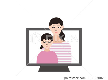 Vector illustration of a mother and her daughter having an online parenting consultation. Vector illustration of a mother and her daughter having an online parenting consultation. 139570070