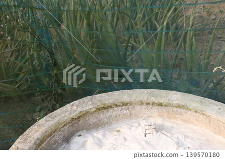 Calcium oxide on pot in farm Calcium oxide on pot in farm 139570180