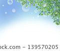 Vector illustration frame of fresh greenery, sun, and blue sky. 139570205