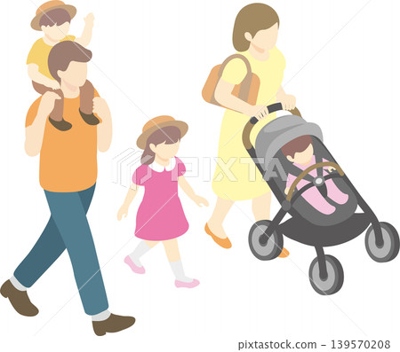 等距視角、家庭、兒童、散步、嬰兒車、嬰兒、育兒、生活方式、材料 139570208