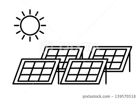 巨型太陽能發電設施的單色圖示。 巨型太陽能發電設施的單色圖示。 139570518