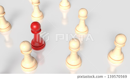 Red Chess Pawn Leadership Strategy 3d render. Red Chess Pawn Leadership Strategy 3d render. 139570569