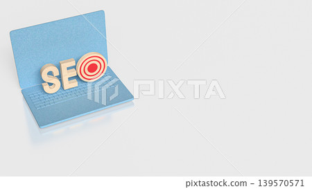Laptop SEO Target Marketing Strategy 3d render. Laptop SEO Target Marketing Strategy 3d render. 139570571