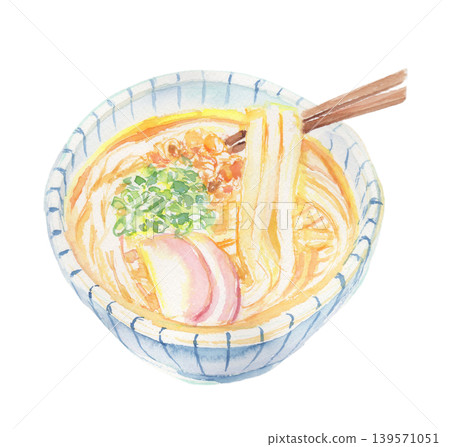Watercolor illustration of kake udon Watercolor illustration of kake udon 139571051