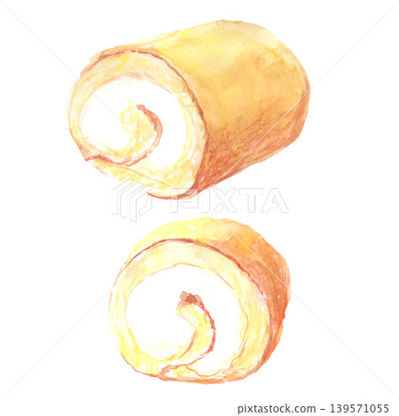 卷蛋糕水彩插畫集 139571055