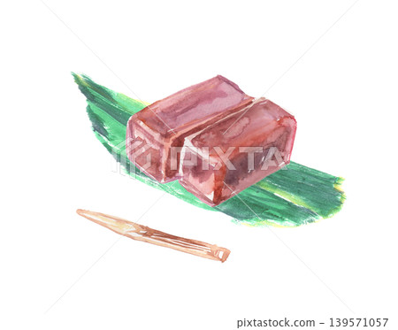 羊羹(甜豆凍)水彩插圖 羊羹(甜豆凍)水彩插圖 139571057