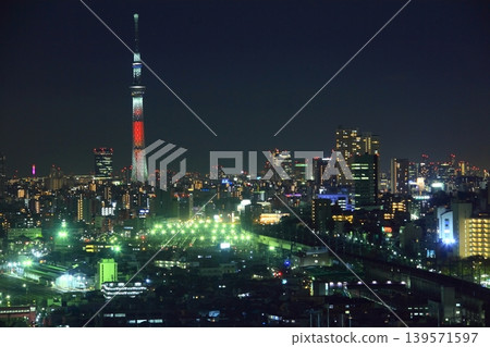 Night view of the area around Tokyo Skytree from Kitatopia Night view of the area around Tokyo Skytree from Kitatopia 139571597