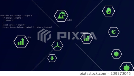 Displaying hex cluster occupying center on navy dashboard, showing code and numeric labels Displaying hex cluster occupying center on navy dashboard, showing code and numeric labels 139573045