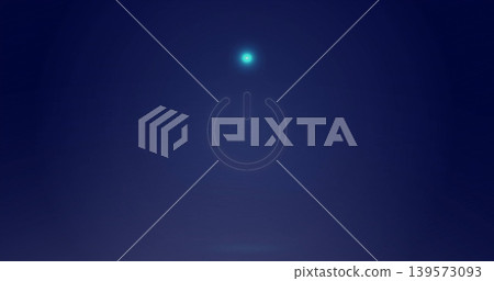 Glowing power icon hovering on deep blue gradient canvas, displaying thin outline and cyan orb 139573093