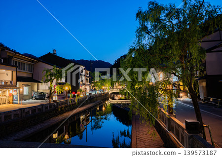 Kinosaki Onsen Hot Spring Town Night View, Ootani River, Willow Trees Kinosaki Onsen Hot Spring Town Night View, Ootani River, Willow Trees 139573187