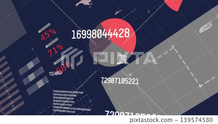 Showing circular pie chart labeled 16998044428 on navy dashboard, with big numbers and percent bars Showing circular pie chart labeled 16998044428 on navy dashboard, with big numbers and percent bars 139574580