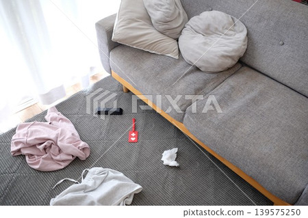 A cluttered living room A cluttered living room 139575250