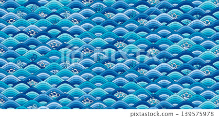 Traditional Japanese wave pattern background design Traditional Japanese wave pattern background design 139575978