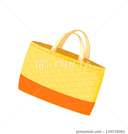 Illustration of a picture book bag (lesson bag) for kindergarten and elementary school students - yellow Illustration of a picture book bag (lesson bag) for kindergarten and elementary school students - yellow 139576062