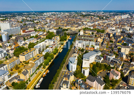 Rennes city with modern apartment buildings , Brittany region, France Rennes city with modern apartment buildings , Brittany region, France 139576076