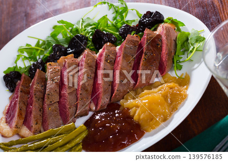 Tasty roasted duck breast Magret 139576185