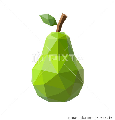 Pear vector illustration featuring a geometric low poly design style isolated on a plain white background for creative projects. Pear vector illustration featuring a geometric low poly design style isolated on a plain white background for creative projects. 139576716