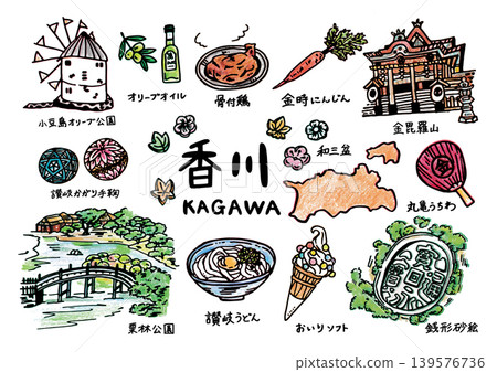 四國（香川縣）可愛插畫集 - 黑線 139576736