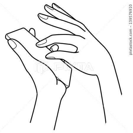 Hands operating a smartphone | Pinch gestures, zoom in/out, tap, mobile gestures, simple vector Hands operating a smartphone | Pinch gestures, zoom in/out, tap, mobile gestures, simple vector 139576910