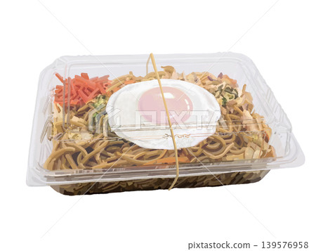 Yakisoba (packaged) with a fried egg on top 139576958