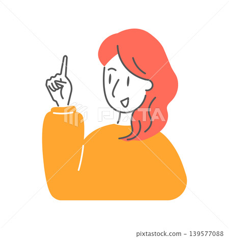 一位流行風格的女性指著手指 一位流行風格的女性指著手指 139577088