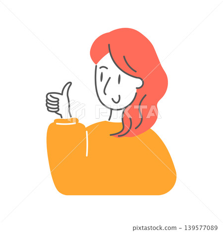 一位流行風格的女性擺出豎起大拇指的姿勢。 一位流行風格的女性擺出豎起大拇指的姿勢。 139577089