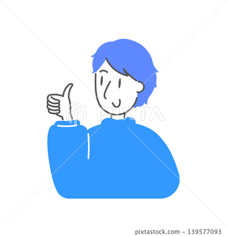 一位流行風格的男士擺出豎起大拇指的姿勢 139577093