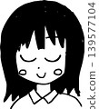 A monochrome illustration of a cute girl giving thanks. 733studio arumi lil9ap 139577104
