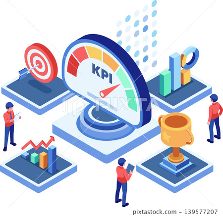Isometric Business KPI Dashboard Performance Tracking and Data Analysis 139577207