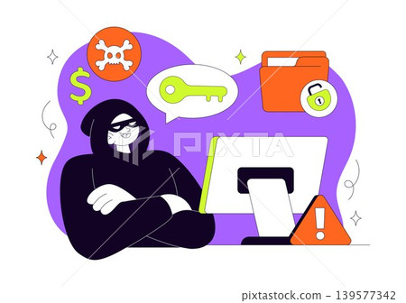 Hacker Vector Illustration Featuring Cyber Security Threat, Data Breach, Online Privacy Protection and Digital Crime Design Hacker Vector Illustration Featuring Cyber Security Threat, Data Breach, Online Privacy Protection and Digital Crime Design 139577342