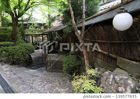 A scene of traditional Japanese houses along the approach to Kifune Shrine in Sakyo Ward, Kyoto City. 139577635