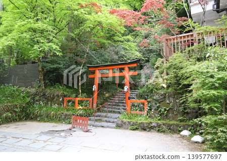 A view of the entrance to the grounds of Kifune Shrine in Sakyo Ward, Kyoto City. A view of the entrance to the grounds of Kifune Shrine in Sakyo Ward, Kyoto City. 139577697
