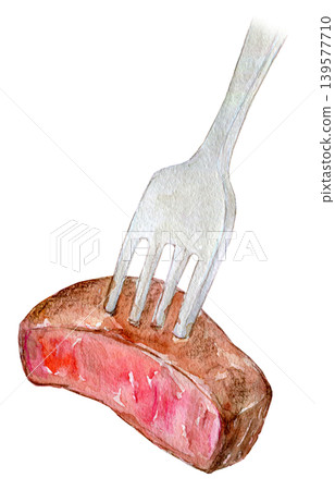 Watercolor illustration, analog illustration, sirloin steak Watercolor illustration, analog illustration, sirloin steak 139577710