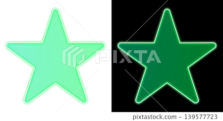 Neon pentagram icon, transparent green, black background Neon pentagram icon, transparent green, black background 139577723