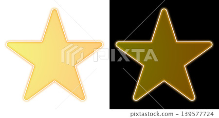 Neon pentagram icon, yellow transparent, black background Neon pentagram icon, yellow transparent, black background 139577724