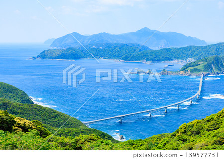 初夏時節，從紀之口展望台眺望鹿兒島縣薩摩千台市古式橋 139577731