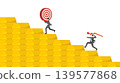 Businessman throwing red line graph arrow to target on falling gold bars bar graph for precious metal investment rebalancing and risk management during market crash 139577868