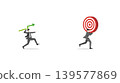 Businessman throwing green line graph arrow to hit center of target board for financial success profit growth and business investment objective achievement goal concept 139577869