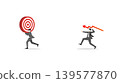 Businessman throwing red line graph arrow to target board for investment rebalancing risk management and financial loss prevention during economic recession crisis concept 139577870