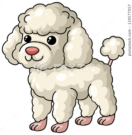 Cute White Poodle Cartoon Character Vector Illustration on White Background Cute White Poodle Cartoon Character Vector Illustration on White Background 139577957