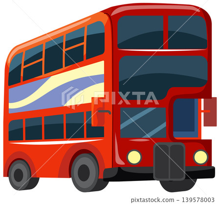 Classic Red Double Decker City Bus Vector Illustration Isolated on White Classic Red Double Decker City Bus Vector Illustration Isolated on White 139578003